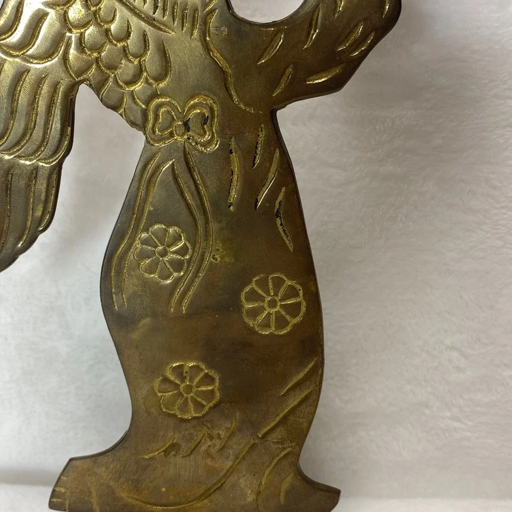 Vintage Brass Angel Candlestick Holder Religious Christmas‎ Holiday Decor